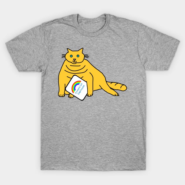 Cuddly Cat Essential Employee Rainbow T-Shirt by ellenhenryart